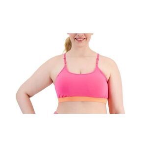 Id Ideology Plus Size Colorblocked Low-Impact Sports Bra, Pink, 2X